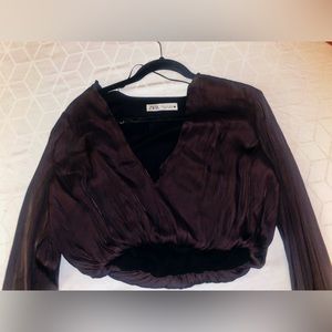 Zara Plum Silk Crop Top